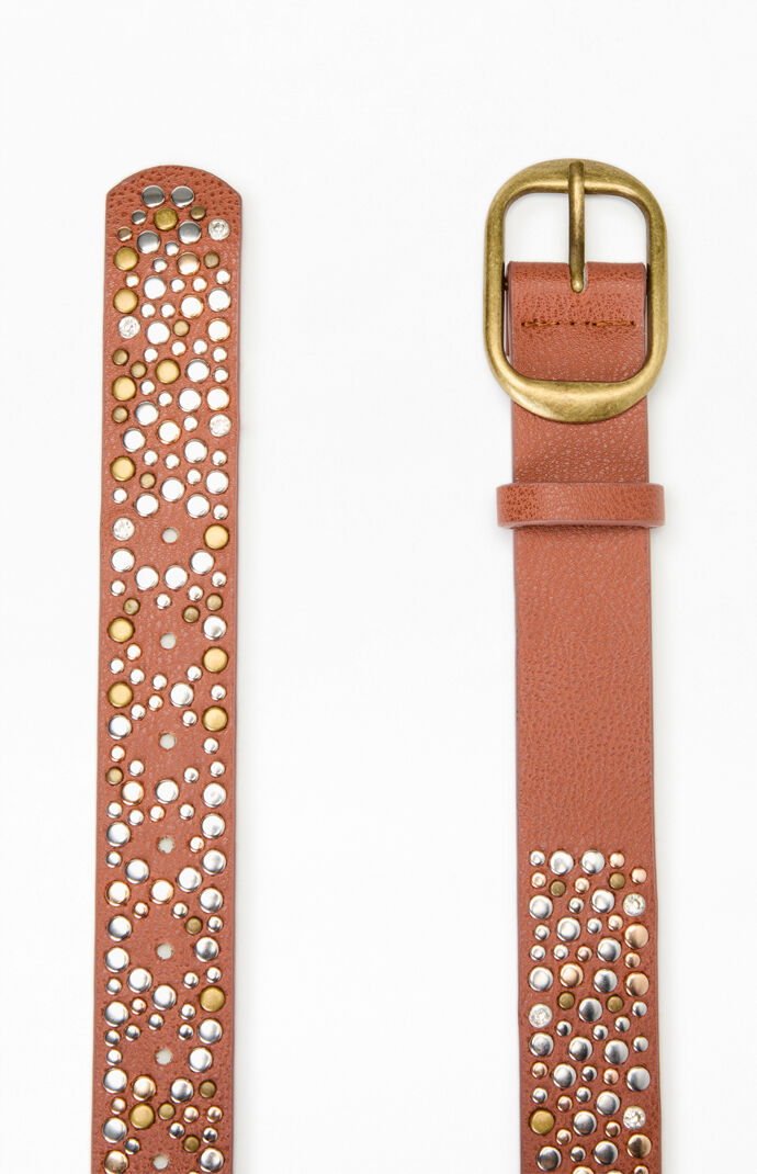 Pacsun Sadie Brown Faux Leather Studded Belt