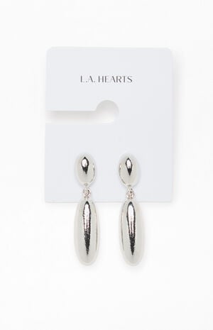Silver Teardrop Metal Earrings image number 1