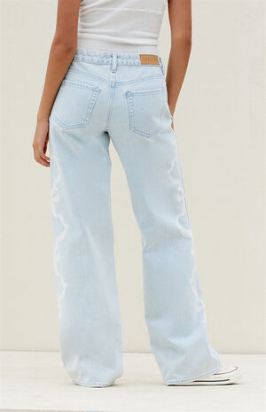 Light Indigo Bow Low Rise Baggy Jeans image number 4