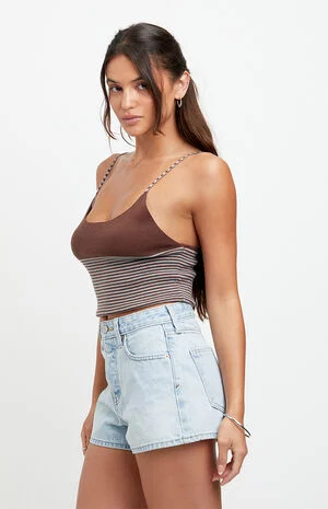 Ivy High Waisted Festival Jean Shorts Light Blue image number 4
