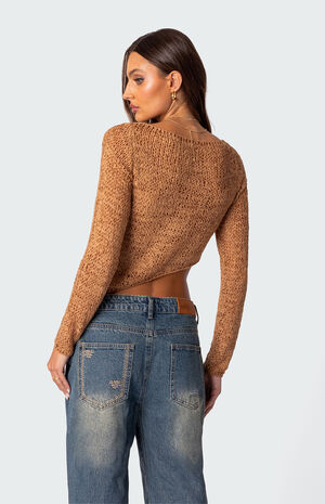 Sheer Loose Knit Asymmetric Top image number 4