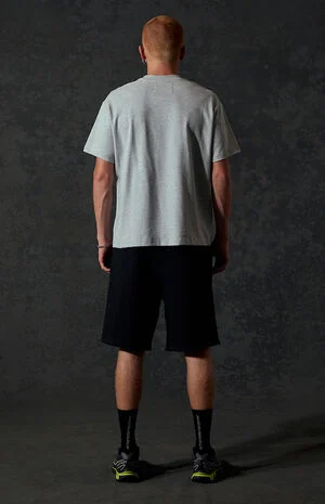 Black Standard Long Fleece Sweat Shorts image number 3