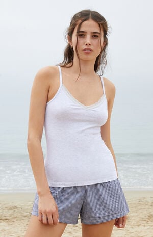 Light Gray Nicolette Lace Tank Top image number 1