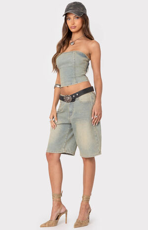 Shira Washed Denim Tube Top image number 4
