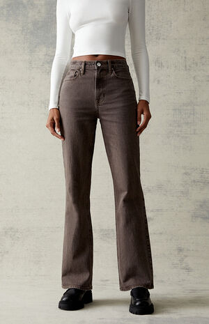 Brown Stretch High Waisted Bootcut Jeans Brown Stretch High Waisted Bootcut Jeans image number 2