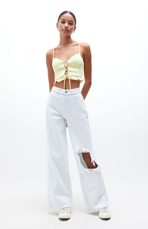 Light Blue Ripped High Waisted Baggy Jeans image number 6