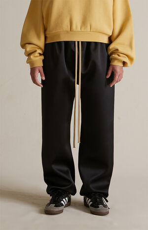Women's Black Satin Sweatpants image number 3