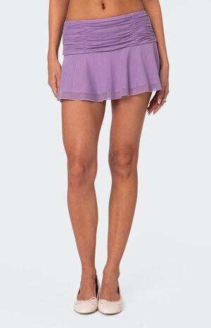 Rebecca Ruched Mesh Mini Skirt image number 2