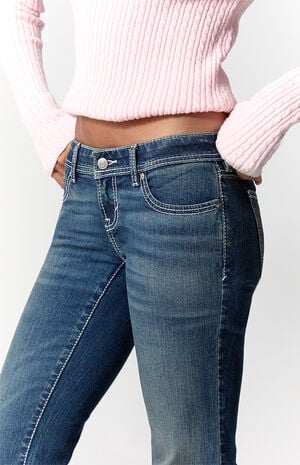 Alana Ultimate Low Rise Flare Jeans Stretch Contrast Stitch Dark Blue image number 5