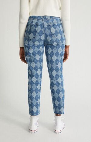 Eco Diamond Print High Waisted Straight Leg Jeans image number 4