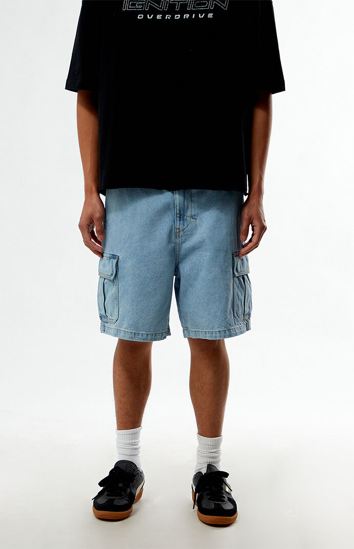 Rhythm Light Indigo Baggy Denim Cargo Shorts