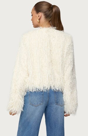 Aleandra Fringed Faux Feather Jacket image number 3