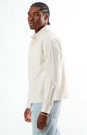 Tan Drew Striped Long Sleeve Button Down Shirt image number 2