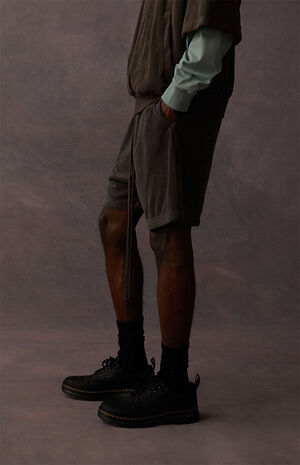 Off Black Terry Cloth Sweat Shorts image number 5