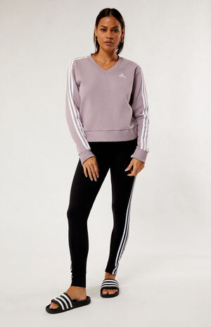 Lavender 3-Stripes V-Neck Sweatshirt image number 1