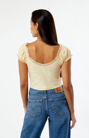 Lace Trim Tie Front Top image number 4