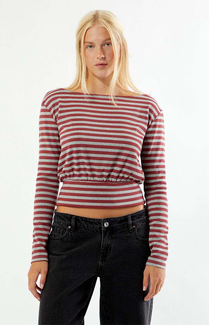 Your Favorite Vanna Cinched Waist Boat Neck Long Sleeve Top | Pacsun