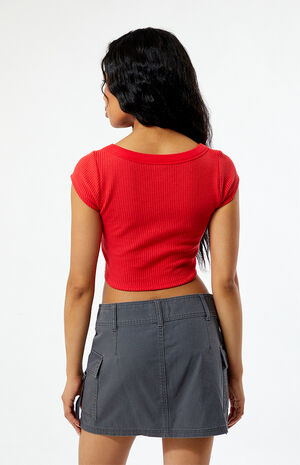 Samantha Cropped Waffle Knit T-Shirt image number 3