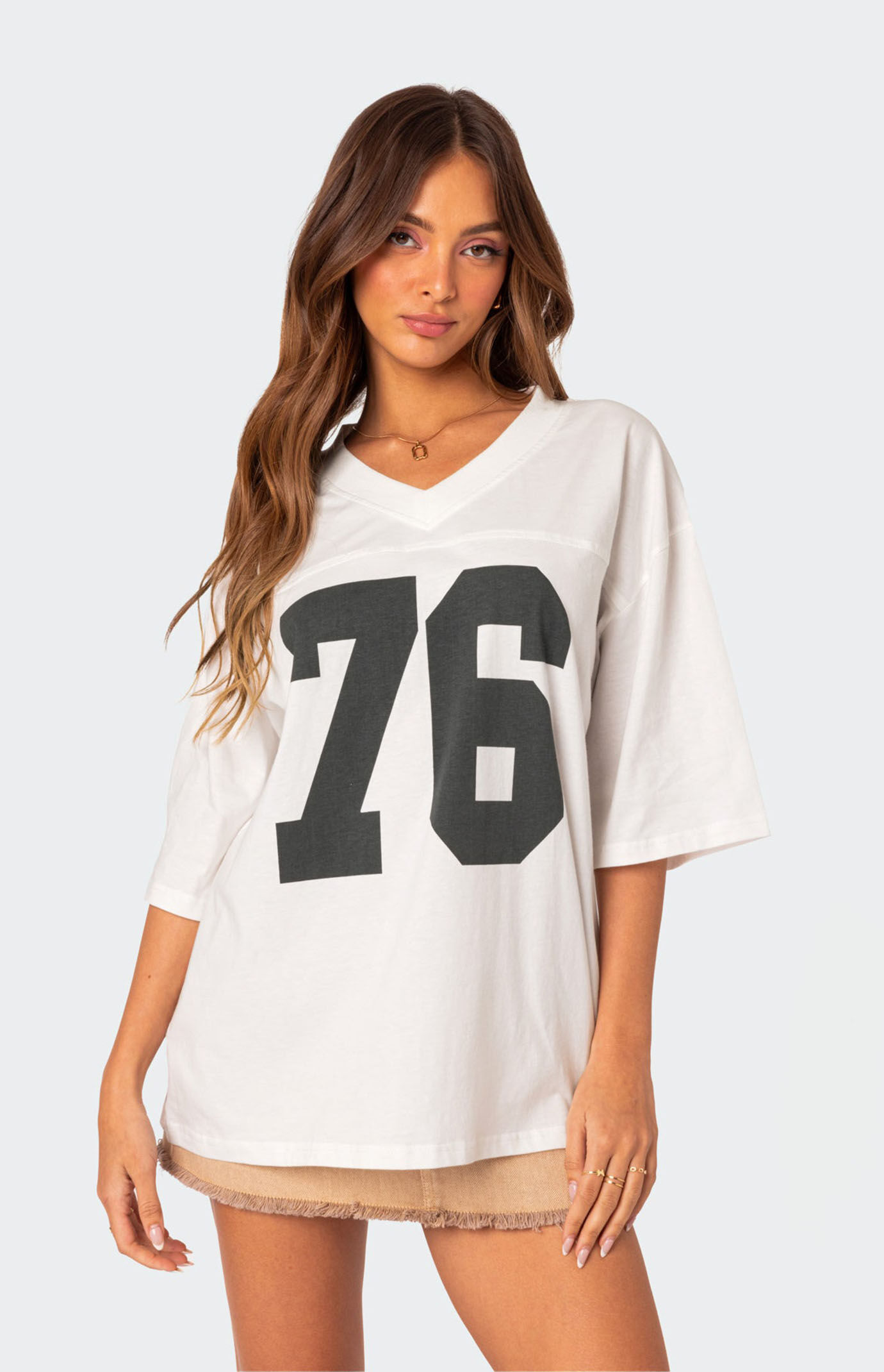 Oversized jersey shirt top