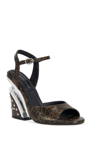 Women's Della Brown Snake Block Sandals image number 2
