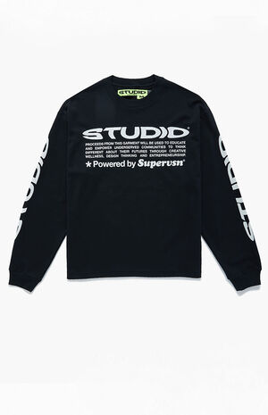 Black Grid Long Sleeve T-Shirt image number 1