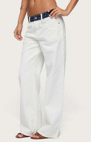 Polka Dot Low Rise Baggy Jeans image number 2