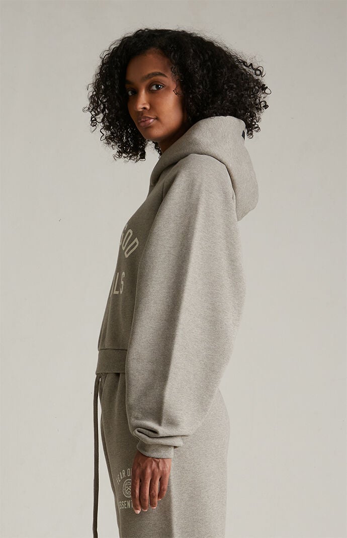 Fear of God ESSENTIALS Women's Heather Grey Cropped Hoodie