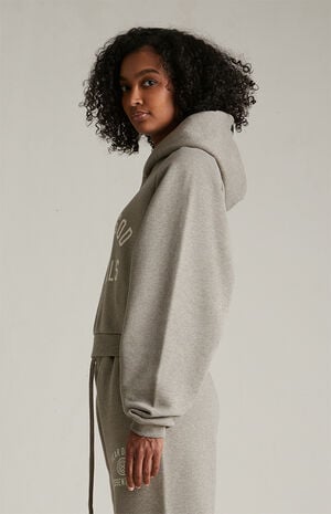 Women's Heather Grey Cropped Hoodie image number 3