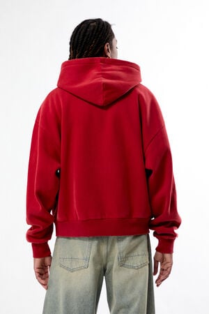 Red Washed Full Zip Cropped Hoodie image number 4