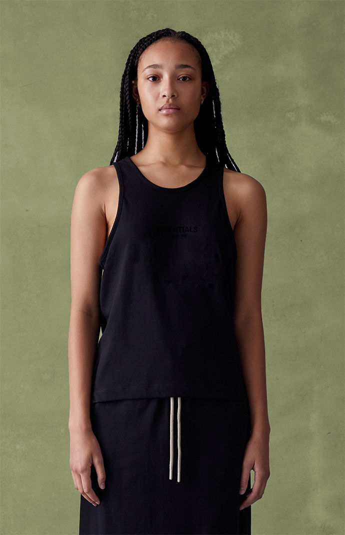 피어오브갓 에센셜 Fear of God Essentials Womens Jet Black Tank Top