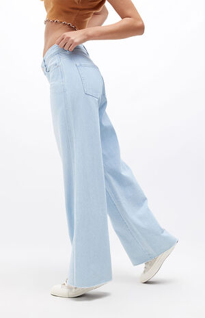 Eco Light Blue Ripped Low Rise Baggy Jeans image number 2