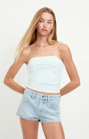 Jamie Low Rise Jean Micro Shorts Light Blue image number 1