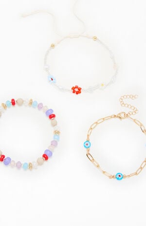 3 Pack Beaded Chain Bracelets image number 2