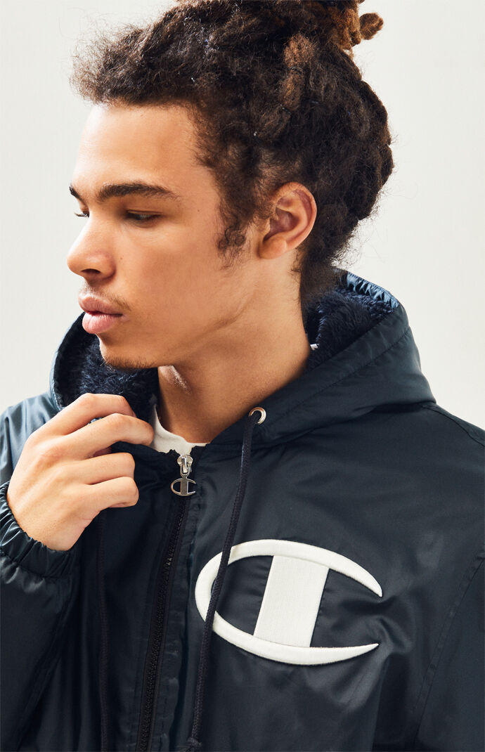sherpa lined stadium jacket