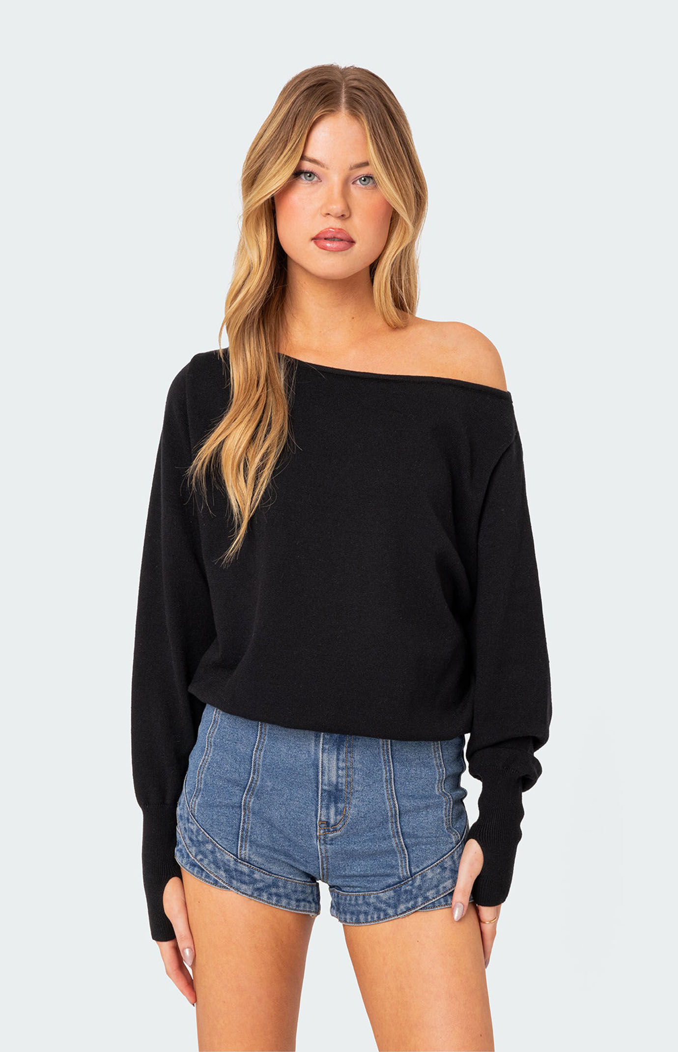 Edikted Off Shoulder Oversized Sweater Light Pink S