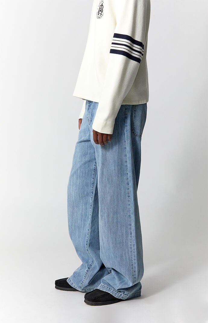 Pacsun Blake Extreme Baggy Jeans NY Embroidery Medium Blue