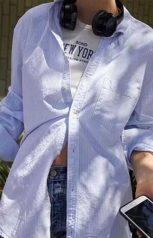 Blue & White Stephanie Striped Shirt image number 2