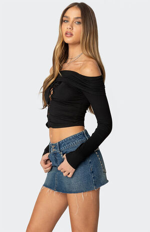 Lace Up Fold Over Top image number 3