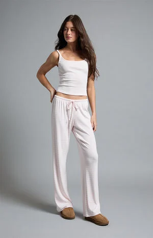 Pink & White Lounge Striped Baggy Pants image number 1