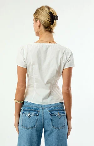 Claire Short Sleeve Button Front Top image number 4