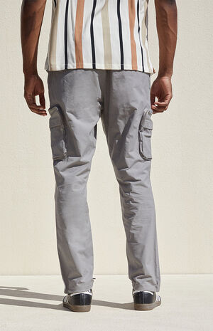 Stretch Canvas Gray Slim Cargo Pants image number 4