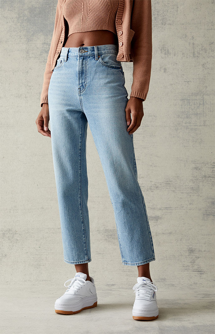 Pacsun Light Blue High Waisted Straight Leg Jeans | PacSun