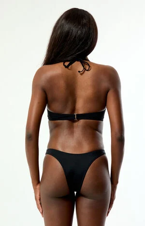 Black Rae High Cut Cheeky Bikini Bottom image number 5