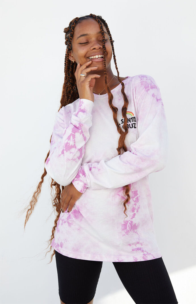 Tie-Dyed Hand Mural Long Sleeve Boyfriend T-Shirt