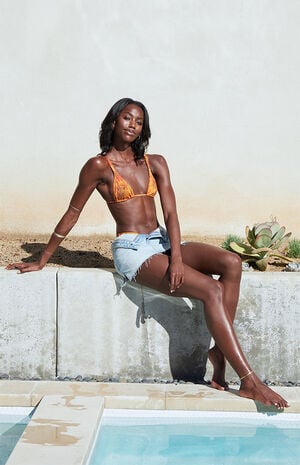 Orange Floral Rae Triangle Bikini Top image number 5