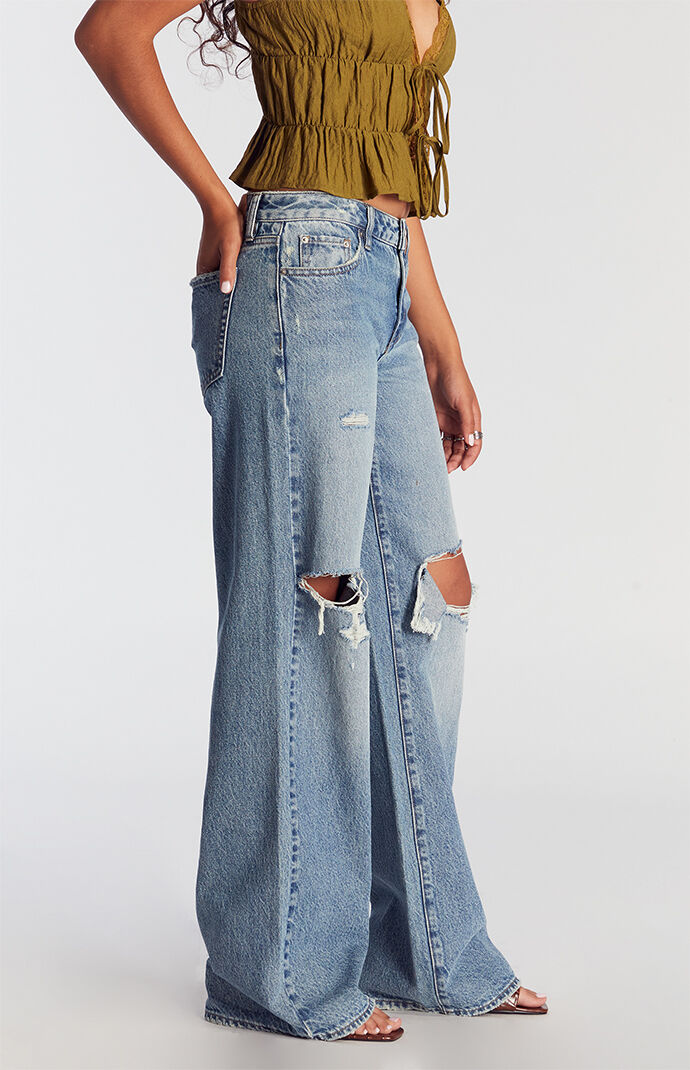 Pacsun Casey Low Rise Baggy Jeans Ripped Medium Indigo