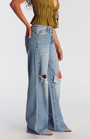 Casey Low Rise Baggy Jeans Ripped Medium Indigo image number 3