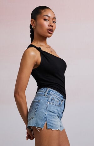 Mandy Knot One Shoulder Tank Top image number 3