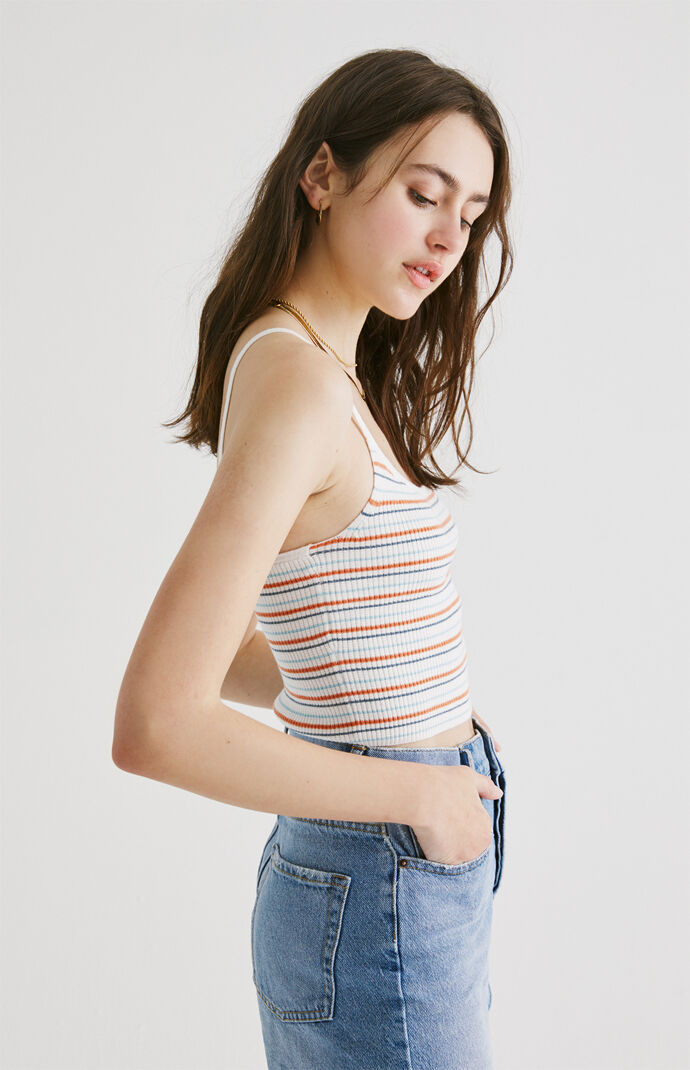 Striped Waffle Scoop Cami Top