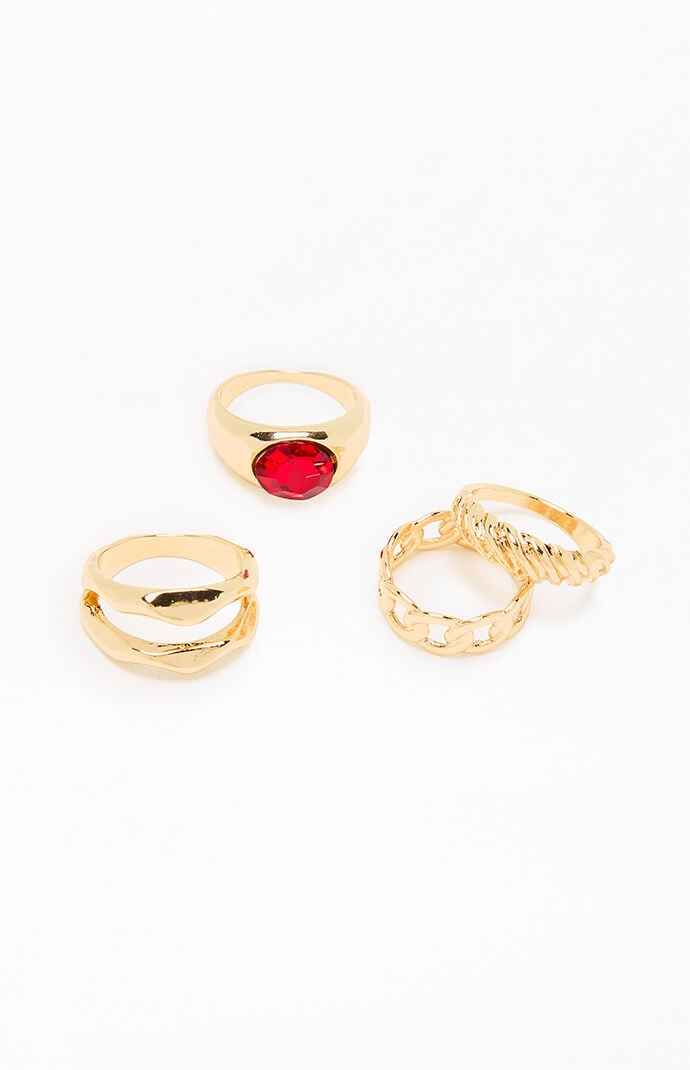 LA Hearts 4 Pack Cerise Rings